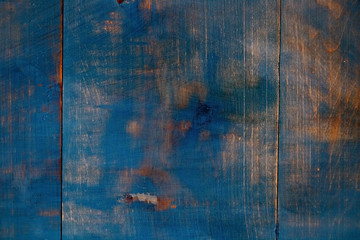 texture of old wooden boards painted in blue