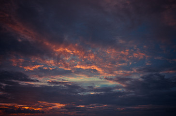 Beautiful and dramatic sunrise sky clouds in the morning