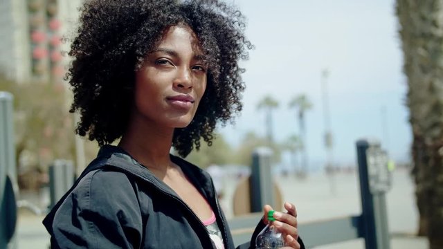 Beautiful young black girl close-up portrait