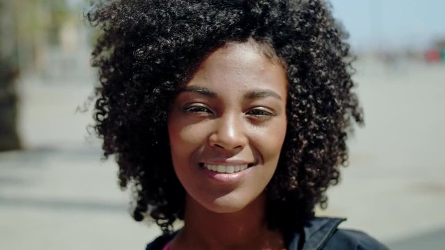 Beautiful young black girl close-up portrait
