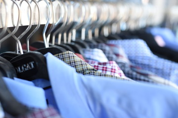 Shirts  hanging for sale