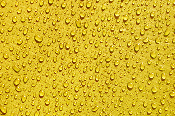 yellow waterproof material, rip stop cloth with drops of water