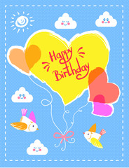 Happy Birthday Colorful Card Vector Illustration