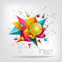 Big ball for fitness , abstaktnyh 3D background from triangle modern design