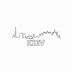 Kiev skyline and landmarks silhouette black vector icon. Kiev panorama. Ukraine
