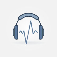 Creative Music headphones with sound wave vector concept icon