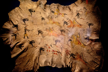 little big horn battle cheyenne painting on buffalo skin