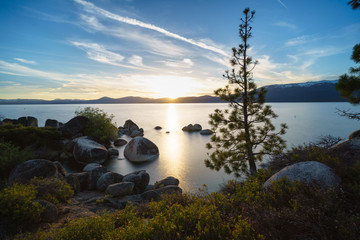 Beautiful Sunset at Lake Tahoe (Long Exposure)