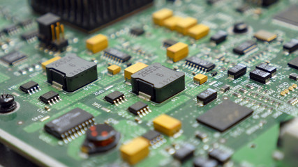 Electronic printed circuit board with many electrical components