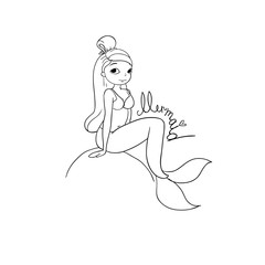 Cute cartoon little mermaid. Siren. Sea theme.