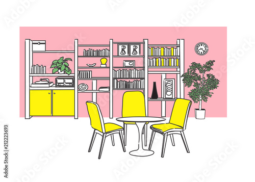 Interior Design Vector Illustration Hand Drawn Furniture
