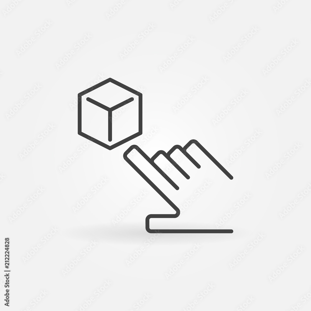 Poster hand pointing cube vector ar icon in line style