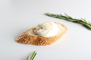 processed cheese bread on a white background