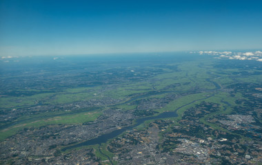 Obraz premium 千葉県の手賀沼上空から見た利根川と霞ケ浦