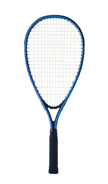 Top view of racket for badminton or speedminton playing. Sport equipment isolated on white background