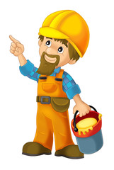 cartoon construction worker - on white background - illustration for children