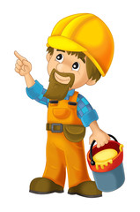 cartoon construction worker - on white background - illustration for children