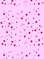 Seamless vector pattern - pink background with bright stars and dots. Idea for paper scrap, children's metrics