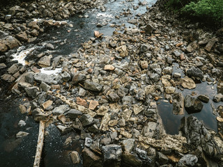 Top view of the River with stones