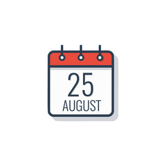Calendar day icon isolated on white background. August 25.