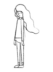 beautiful and young woman character vector illustration design