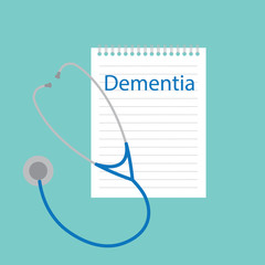 Dementia written in a notebook- vector illustration