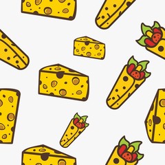 Kebab and cheese fast food pattern design vector.