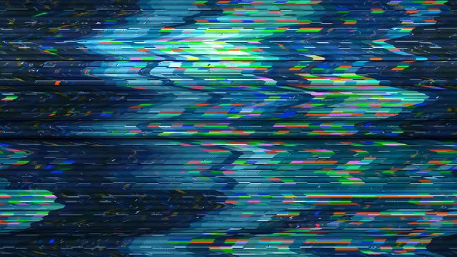 Broken TV picture with animated digital glitch effect