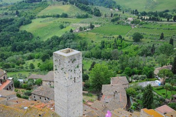 San Gimignano known as Town of Fine Towers - Famous medieval hill town in Siena, Tuscany, Italy