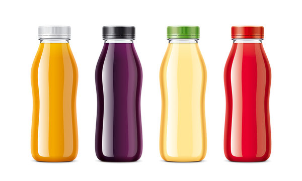 Bottles for juice and other drinks. Transparent bottles version 