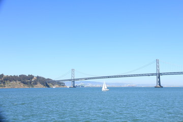 Sailing across the Bay Bridge in San Francisco