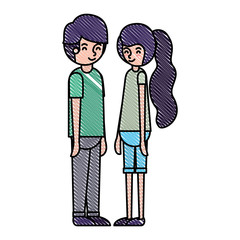 young couple avatars characters vector illustration design