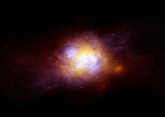 Stars, dust and gas nebula in a far galaxy