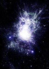 Stars, dust and gas nebula in a far galaxy