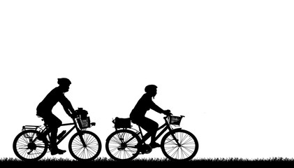 Naklejka na ściany i meble silhouette Sport man whit bike on white background