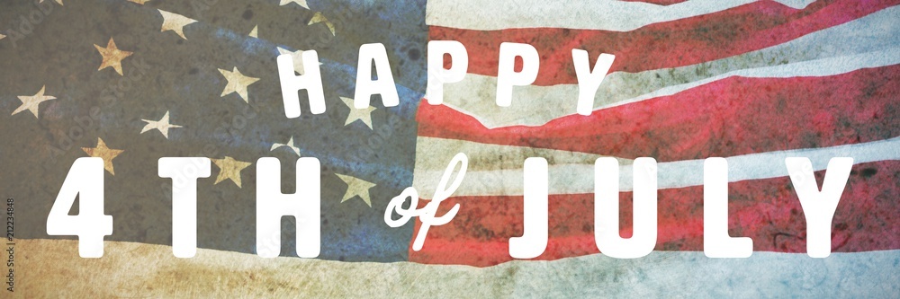 Poster composite image of digitally generated image of happy 4th of