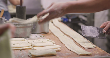 Making of sesame flat bread in traditional taiwan restaurant
