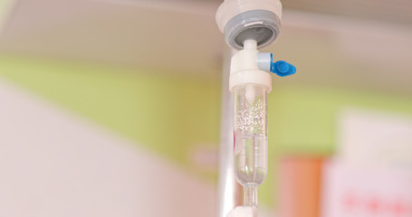 Infusion pump or Saline solution intravenous drip for patient