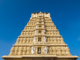 Mysore, India. View of Sri Chamundeshwari Temple, located on Chamundi Hills near Mysore.