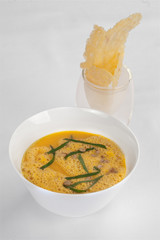 Pumpkin soup is a useful, vitamin-rich dish.