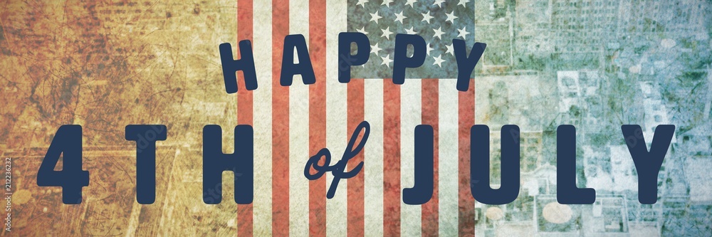 Poster composite image of digitally generated image of happy 4th of