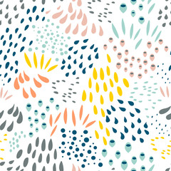 Geometric vector seamless pattern in retro style . Modern  background with circles, lines and other simple shapes.
