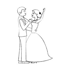 Fototapeta premium happy bride and groom and their first dance wedding day