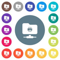 FTP print flat white icons on round color backgrounds