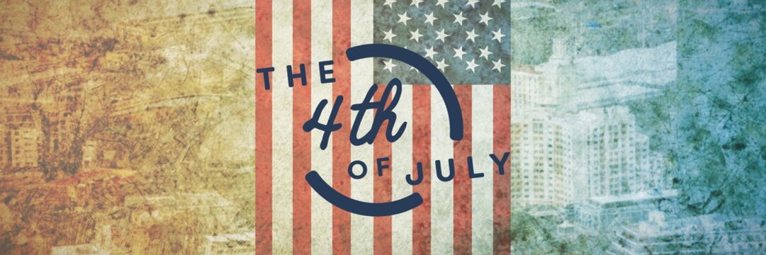 Composite image of colorful happy 4th of july text against white