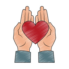 Hands with lovely hearts vector illustration graphic design