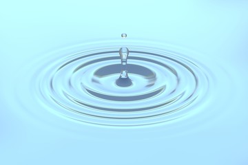 Water drop falling on water surface background