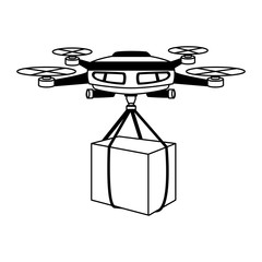Drone with box vector illustration graphic design