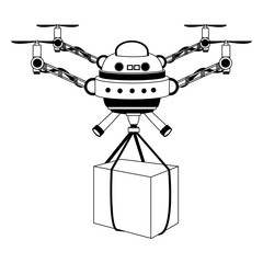 Drone with box vector illustration graphic design