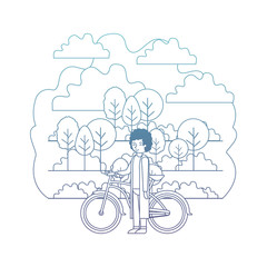 man in the park with bicycle vector illustration design